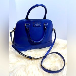 Kate Spade New York Grove Court Maise Satchel Yves Blue Pebble Leather